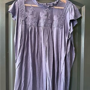 Purple Lace Detail Blouse